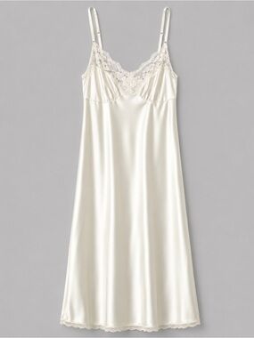 Vintage Vassarette Slip Dress Chemise cream off-white ivory lace size 38